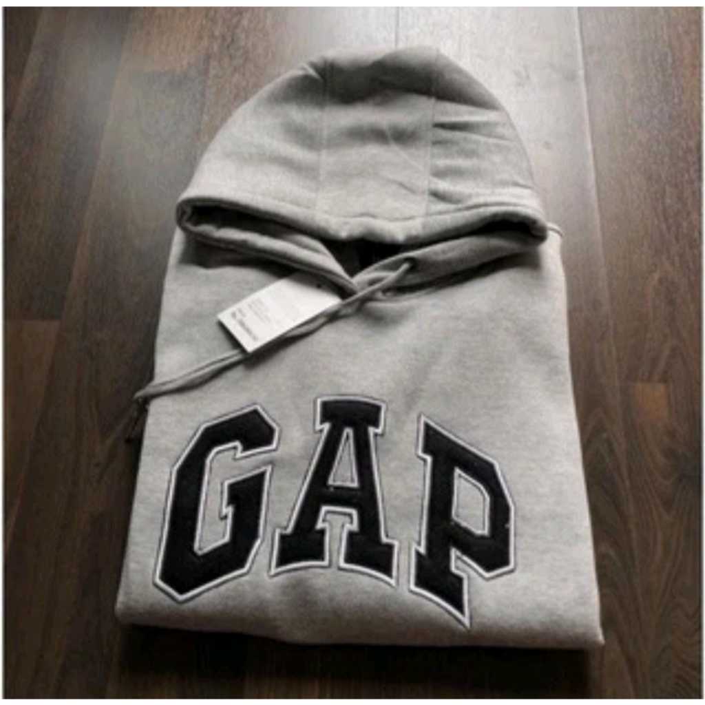 JAKET SWEATER HOODIE GAP ABU PREMIUM DISTRO LOGO TEKS PULL BORDIR BAHAN TEBAL GRAMASI 280s