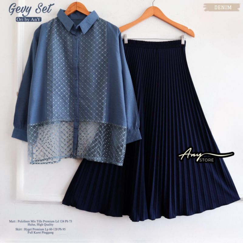 Setelan Wanita kemeja wanita brukat setelan rok wanita rok plisket