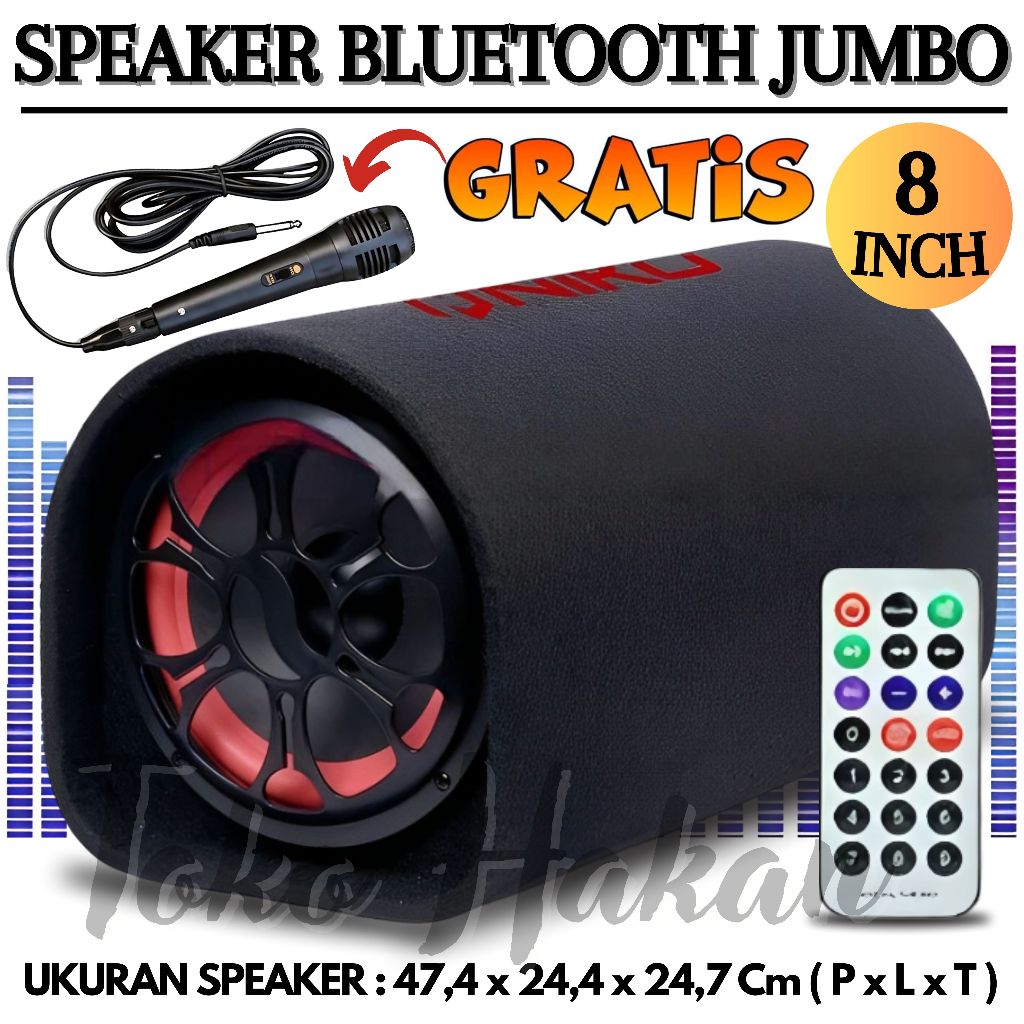 Speaker Bluetooth NIKO GL8 Extra Bass | Speaker 8 Inch Bisa Di Sambung Ke Aki Speker Aktif BONUS Mic
