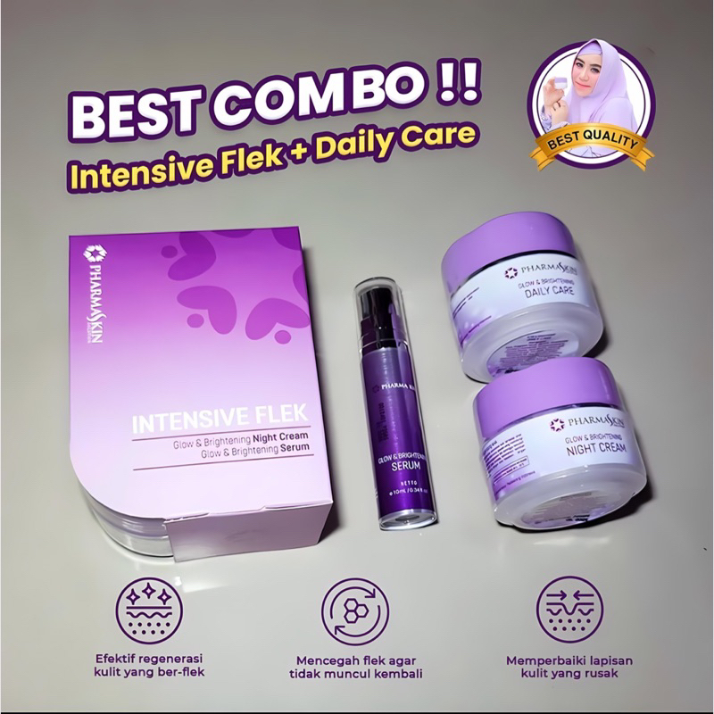 Paket Cream Flek Hitam Membandel By Pharmaskin | Intensive Flek Daily | Pharmaskin Paket Flek
