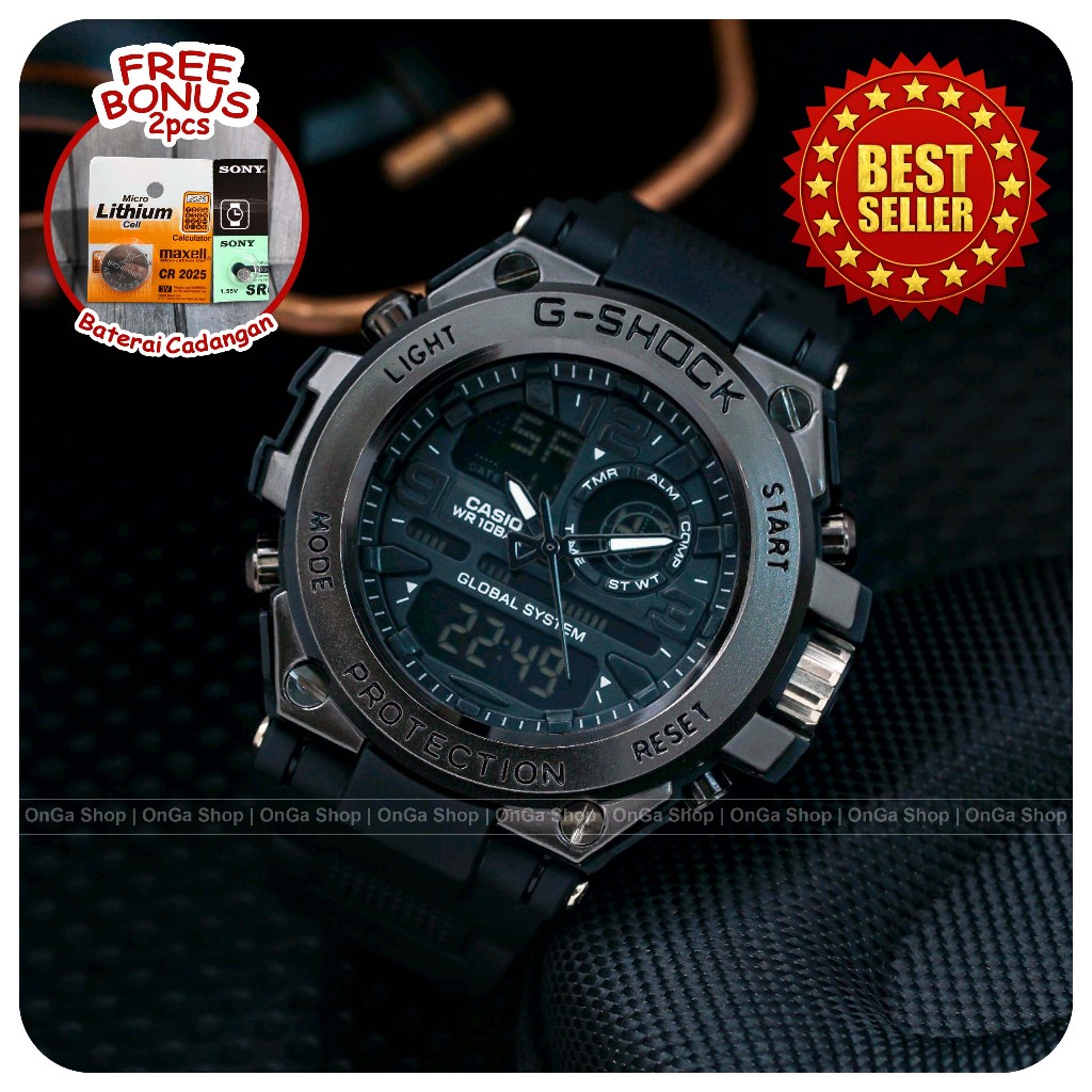 Jam Casio G Shock G-Steel GST8600 FullBlack Grade Original Digital Analog Jam Tangan Pria Hitam