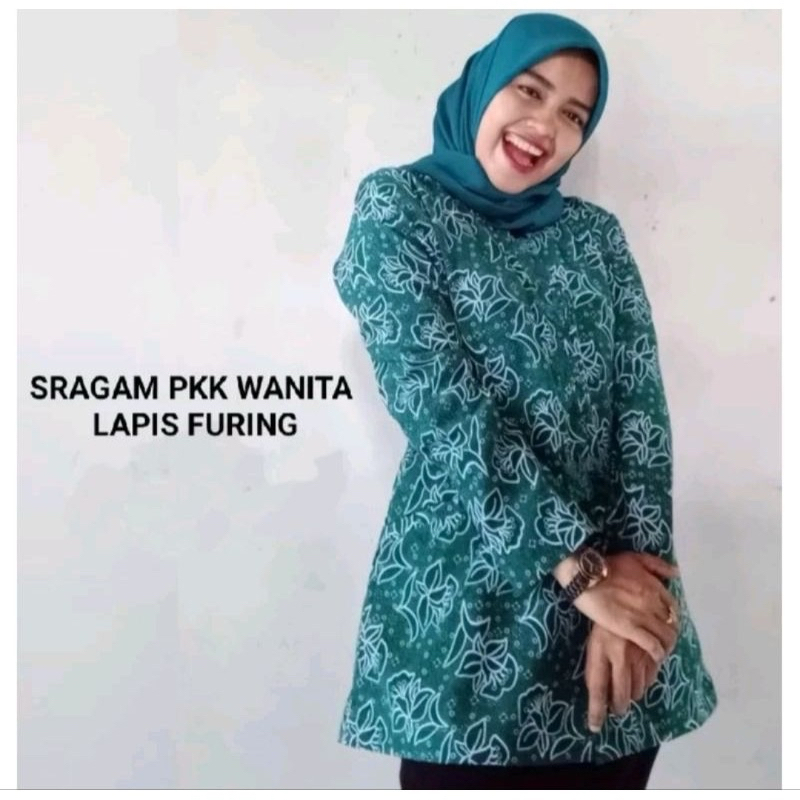 BAJU PKK NASIONAL WANITA TERBARU WARNA HIJAU TOSCA RESMI BAHAN BABYTOUCH FULL FURING