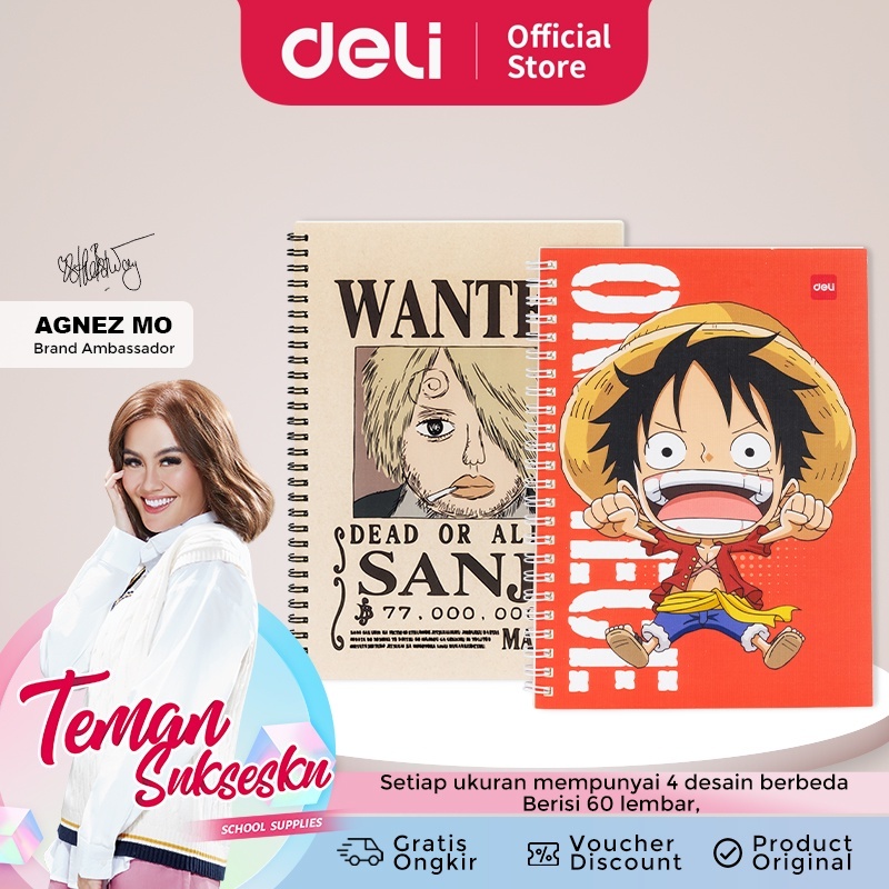 

Notebook Spiral B5 N 004 DELI / Notebook One Piece Wanted Edition / Buku Catatan