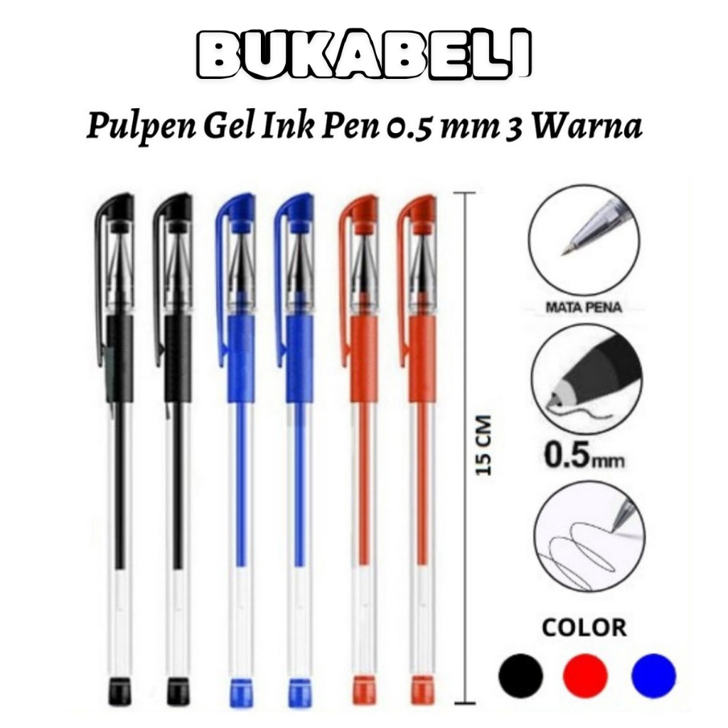 

BUKABELI COD Pulpen Gel 0.5mm Bolpen Pena Pen Alat Tulis Gel Tebal 0.5 MM Perlengkapan Sekolah U09