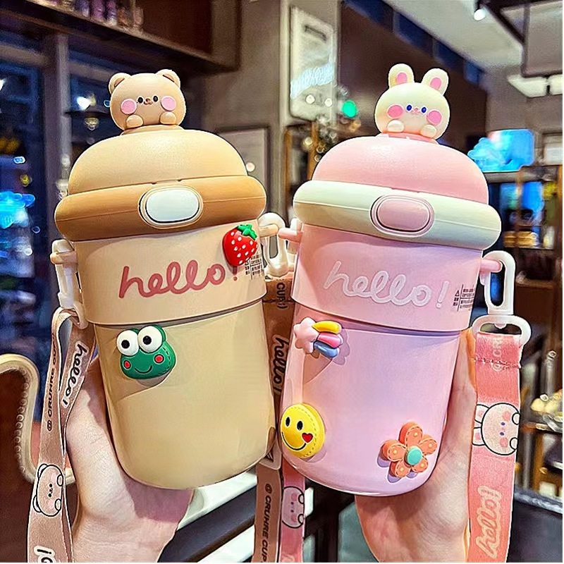 tersedia mug cup kartun/ gelas tumbler gelas/ tumbler kopi/ cangkir kopi/ gelas dengan sedotan ada