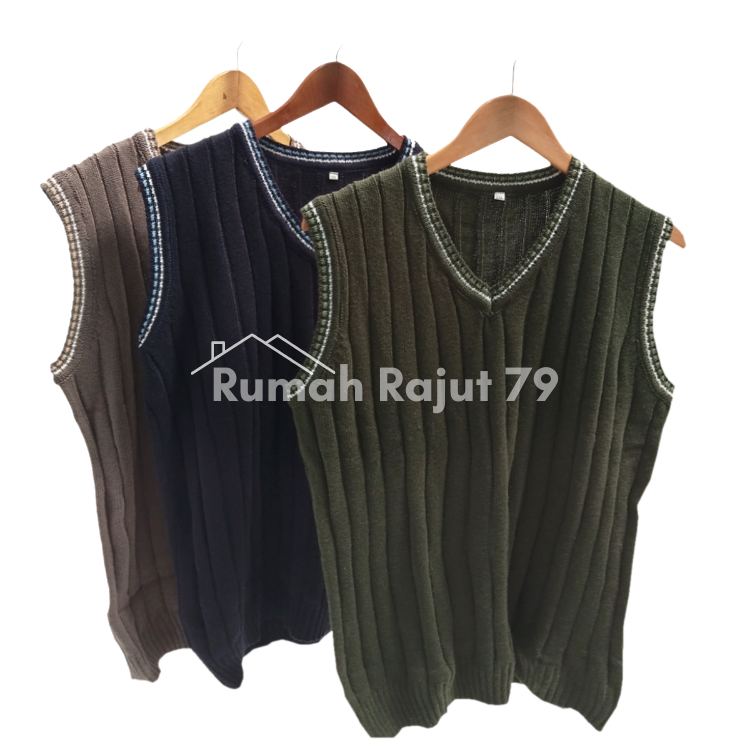 Rompi REVAN RAJUT Unisex Pria Wanita Dewasa Knit Vest Motif Polos Premium Korean Style