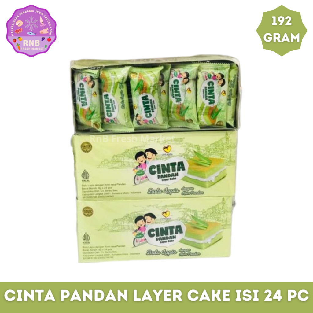 

Cinta Pandan Layer Cake Isi 24 Pcs Netto 192 Gram