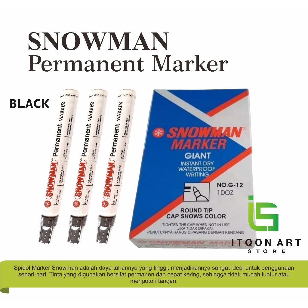 

1 LUSIN - 12 PCS Spidol Snowman Permanen / Permanent Marker G-12 / G12