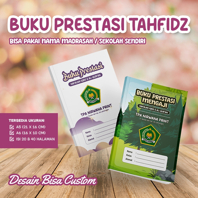 BUKU PRESTASI PONDOK PESANTREN | BUKU PRESTASI MADIN | BUKU PRESTASI TPQ | BUKU PRESTASI SANTRI