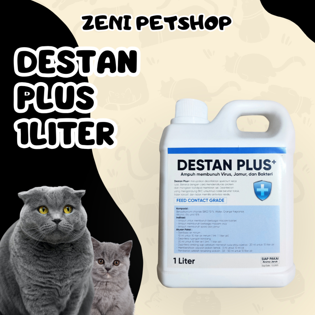 DESINFEKTAN KANDANG DESTAN PLUS 1 LITER - Disinfektan BKC 10% - Desinfektan Ayam Bebek Sapi Kambing 