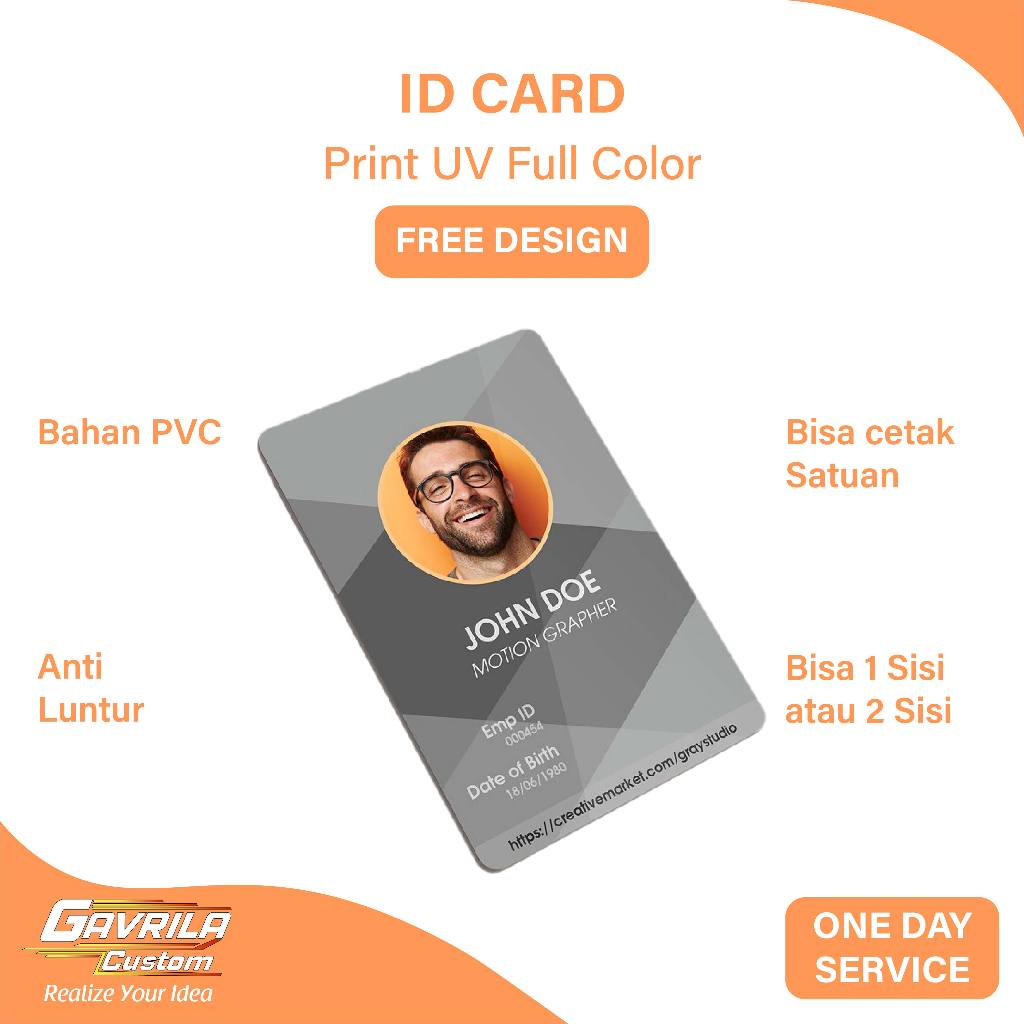 

Custom ID Card/Kartu Identitas Print UV 2 Sisi Murah