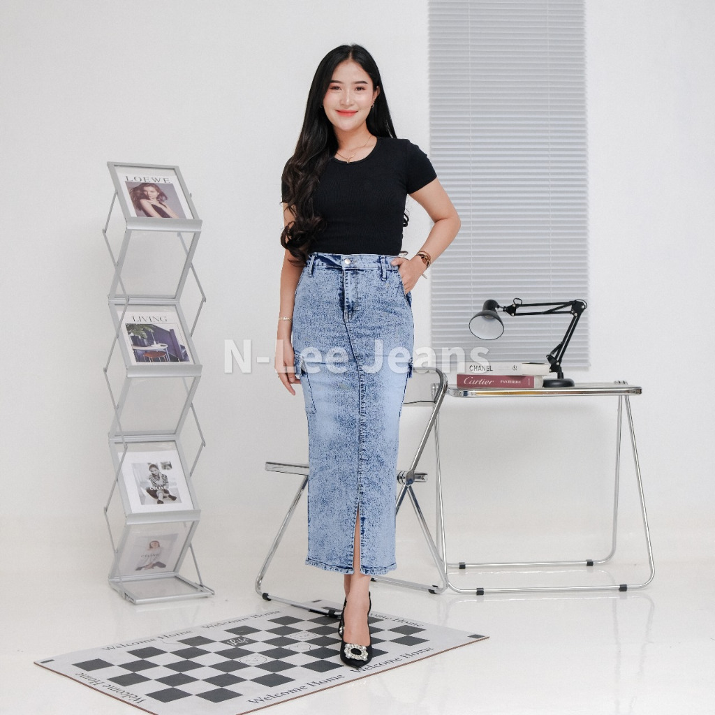 LOVY ROK JEANS CARGO SAMPING BELAH ZENDA ROK CARGO SPAN JEANS WANITA// ROK JEANS LOVY CARGO SAMPING 