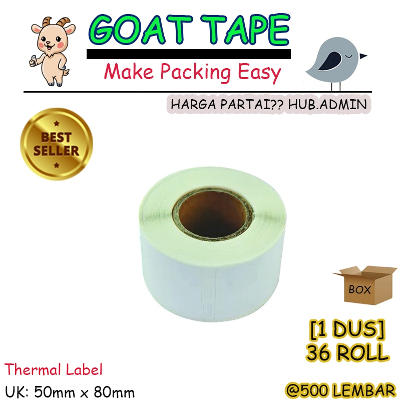 

Kertas Sticker Label Thermal Resi 50x80 mm | isi 500 Lembar per Roll [BOX]