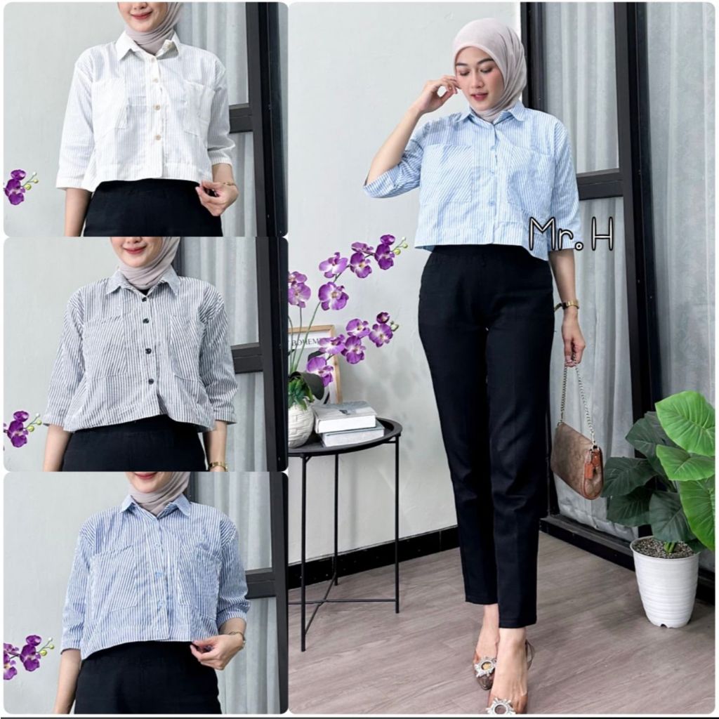 MARLA CROP TOP BLOUSE SALUR WANITA