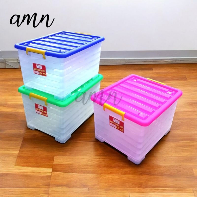 Box Container 45 Liter + Roda SLP - Kontainer Box Plastik / Container Box Transparan