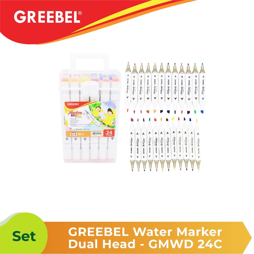 

greebel water marker dual head/spidol warna komik 12/18/24/36/48 warna