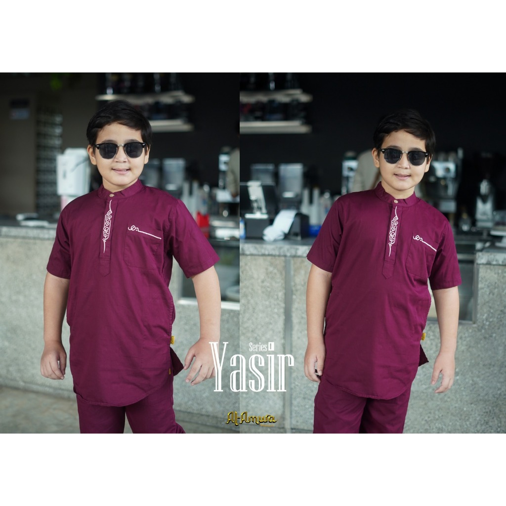 baju koko anak laki laki stelan al amwa premium lengan pendek oblong