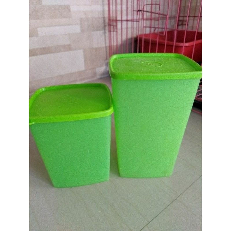 paket toples square warna hijau second preloved Tupperware
