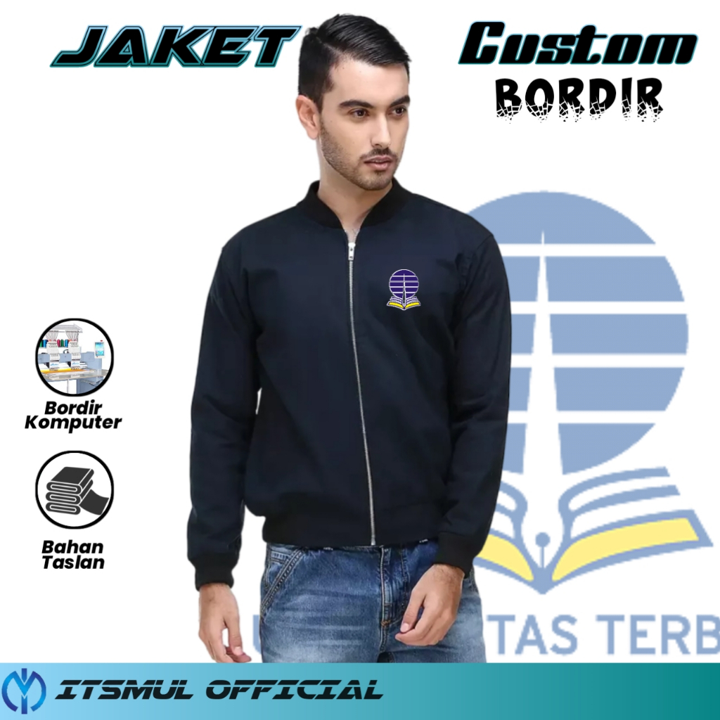 Jaket Univeritas Terbuka Bordir Jaket Bomber UT Bordir