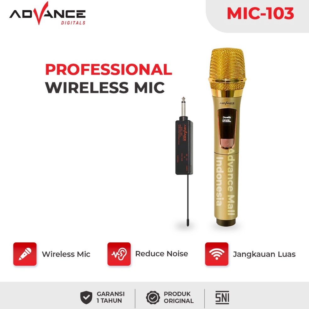Terbagus ADVANCE  Mic Wireless Microphone Bluetooth Digital Recharge Baterai Charging MIC11MIC12MIC1
