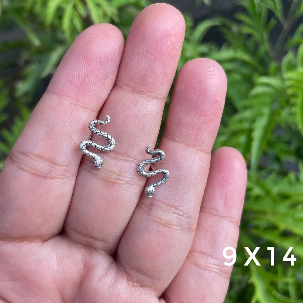 Anting Earrings Sumpel Stud Tusuk Giwang Perak Silver Bali Asli 925 Ular Snake Anak Wanita Perempuan