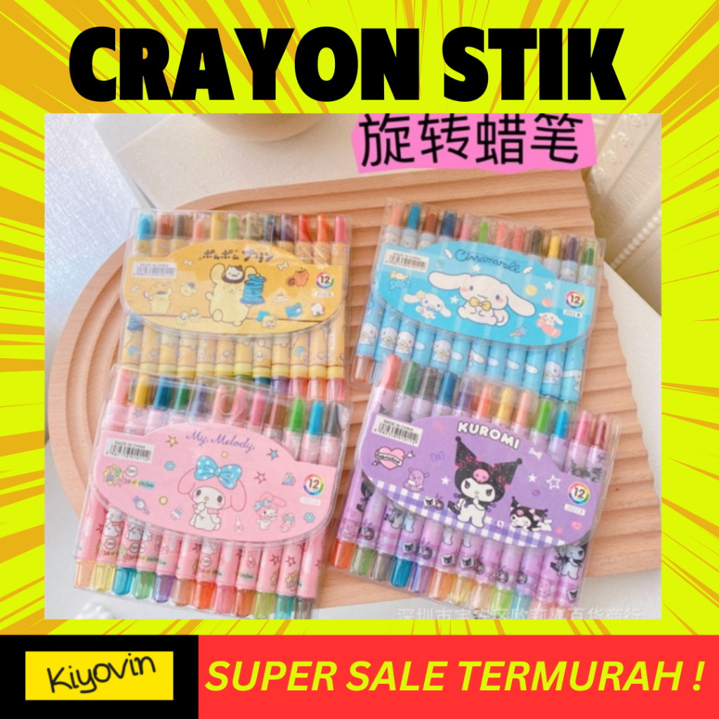 

Crayon Stik Putar Sanrio isi 12 Warna Crayon Set Mewarnai Anak KYN 08052