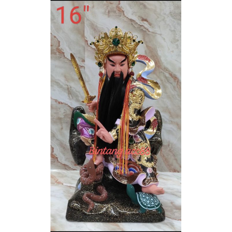 patung dewa siong te kong / Hian tian shang - kayu Taiwan - 16inch - l