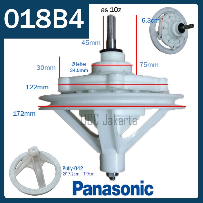 DENPOO GEARBOX + PULLY Mesin Cuci 2 Tabung Girbox Denpo Girbok