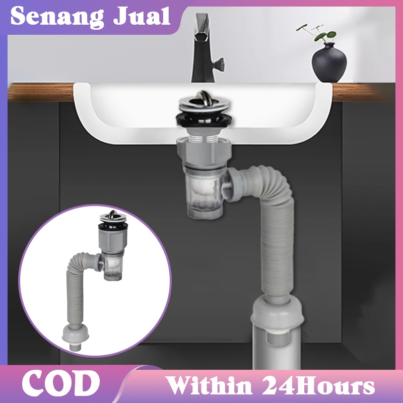1Set Afur Selang Wastafel Pembuangan Wastafel Selang Sink Cuci Piring Anti Bau