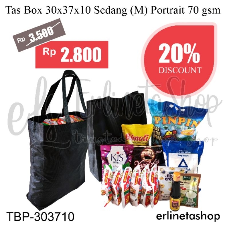 Tas Box 30x37x10 Sedang (M) Portrait / tas kain spunbond 70 gsm / tas sembako / tas belanja / tas ol