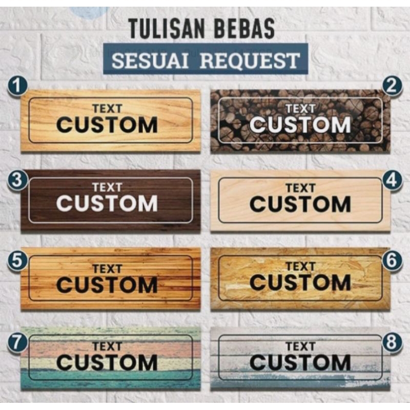 

papan nama ukuran 20x8cm