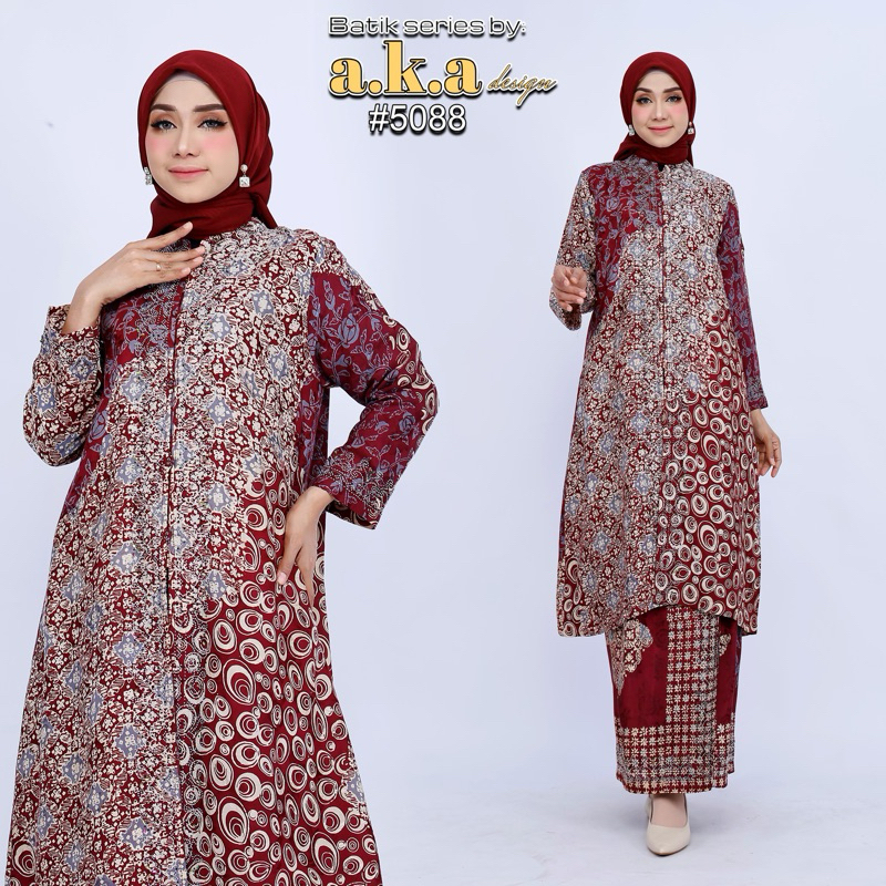 A.K.A - One Set Batik Abaya Kondangan payet Semi Sutra 5088