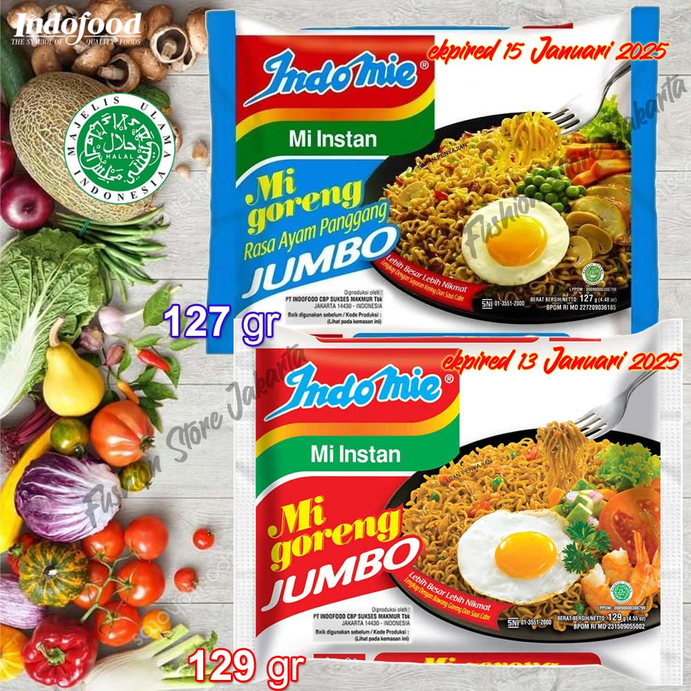 

Indomie Goreng Mie Instan JUMBO 129 g / Indomi MIE GORENG SPESIAL JUMBO 129 GRAM / Indo Mie Goreng Jumbo Ayam Panggang 127gr / Mie Mi Instan Mi Goreng Jumbo / Indomie Goreng Special Mie Instan [ 129 gram ] Fried Noodles Instant Noodles / mie goreng instan