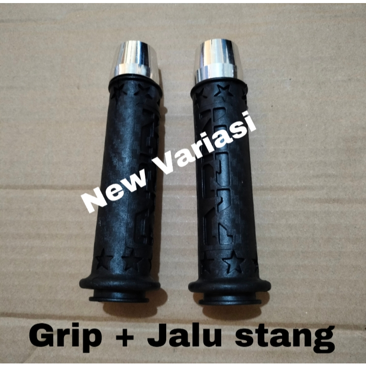 Paket Handgrip motor empuk motif set jalu stang chrome/ grip motor / handfat / sarung gas motor vari