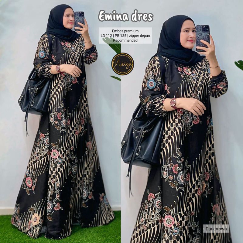 EMINA DRESS // KAFTAN BATIK DRESS BATIK EVI MAXY Fashion Muslim Wanita Baju Muslim BEST SELLER  TAMA