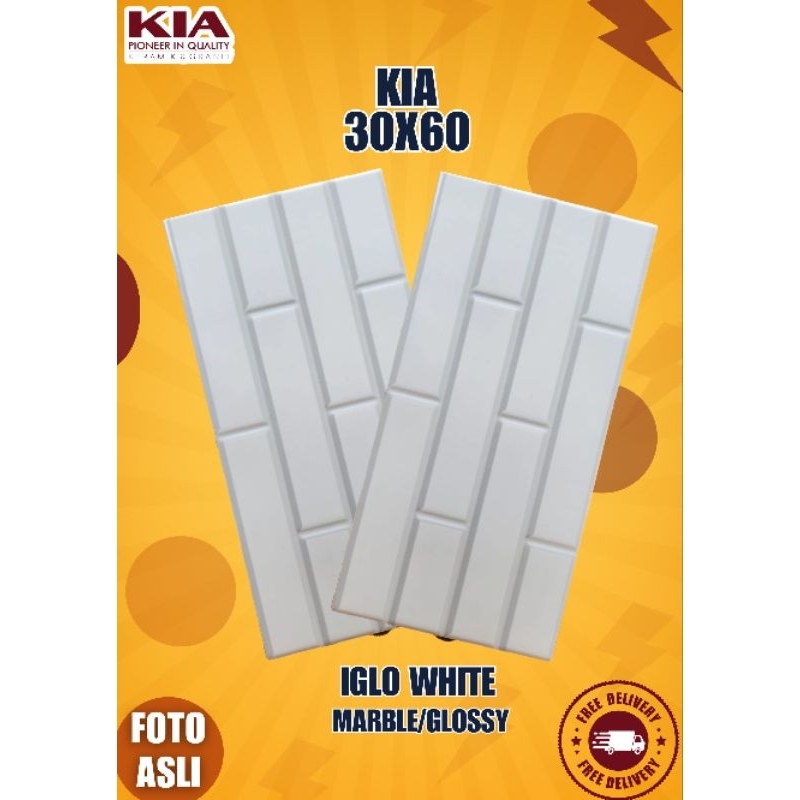 Keramik Dinding KIA 30x60 Iglo White | Keramik Lantai | Keramik Licin | Glossy