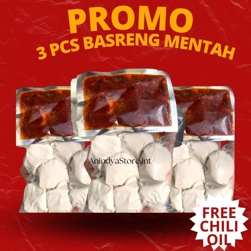 

Basreng Mentah Bundling 3pcs (1 pcs isi 7 butir plus bumbu cikruh) chili oil