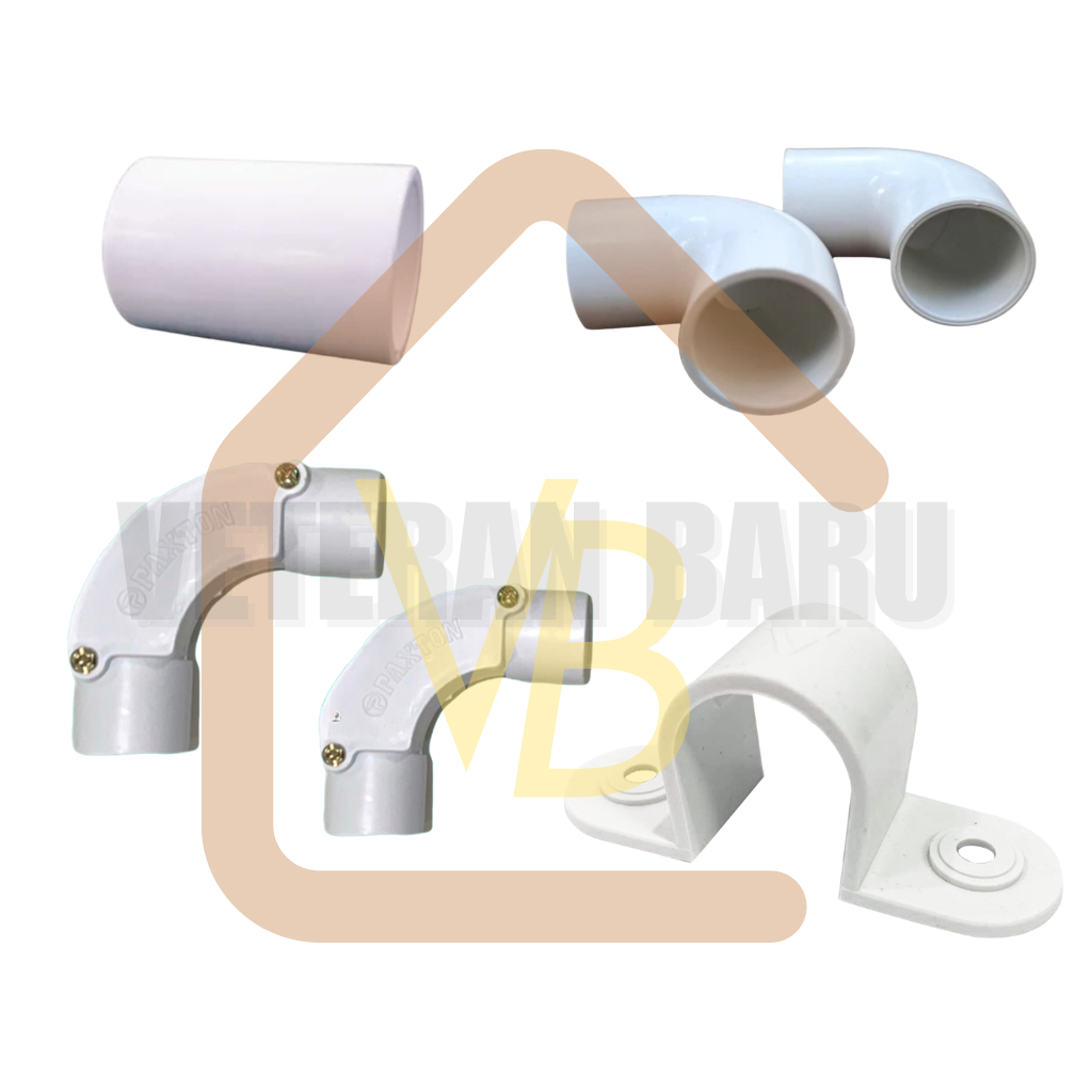 Sok Elbow Knee Kenie Sambungan Lurus L Pipa Conduit L-Bow 20MM Baut Klem Pipa 20mm Putih