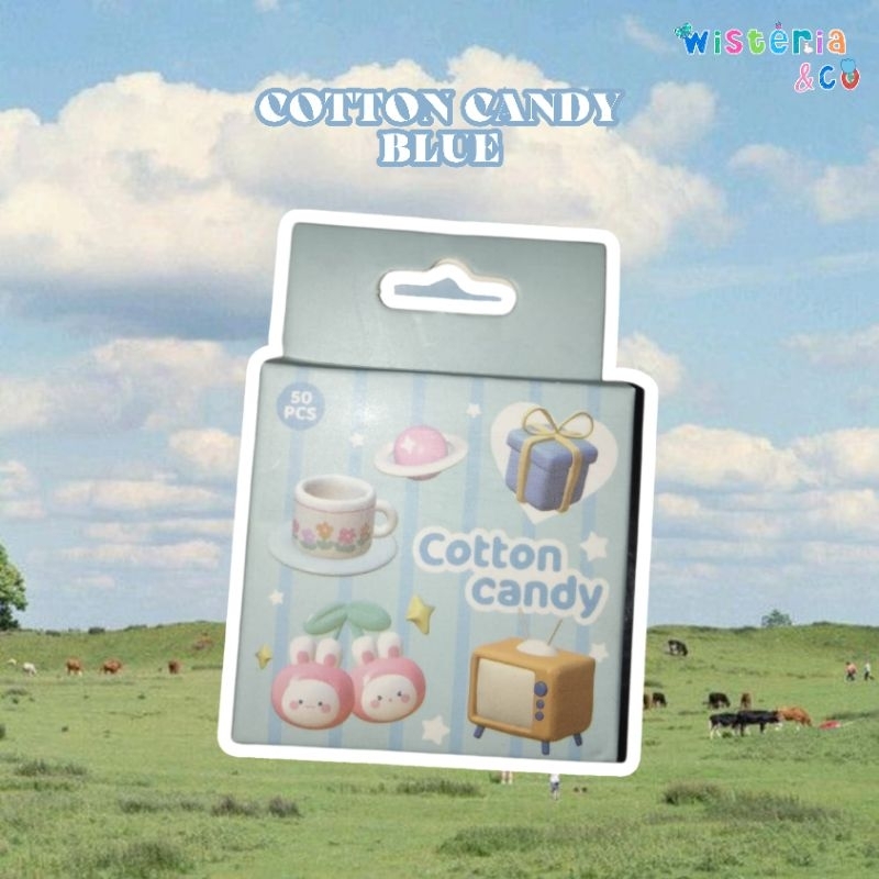 

cotton candy blue sticker set planner journaling scrapbook [50 pcs]