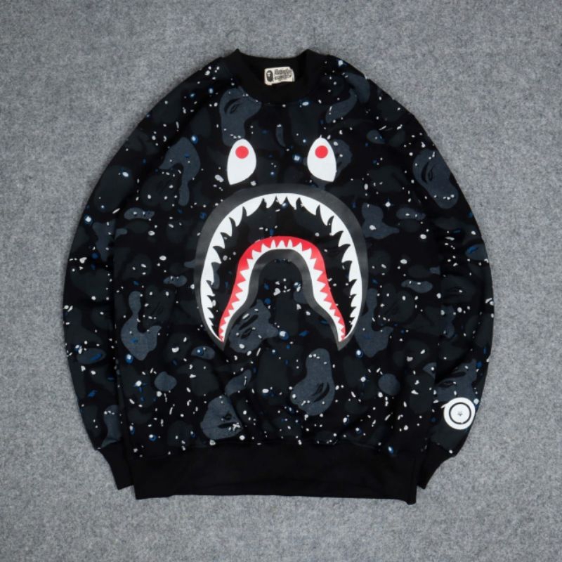 SWEETER CREWNECK BAPE WGM SPACE GID CN PRIA/WANITA NYAMAN TEBEL FUL TAG LABEL