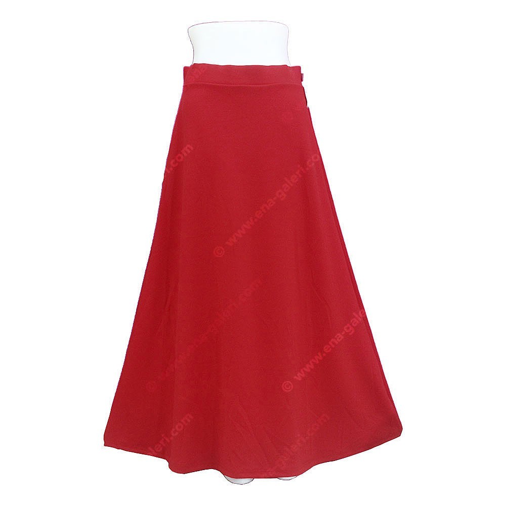 Rok Panjang Merah Bahan Waffle Premium Tebal dan Lembut Rok Panjang Kerja Lebar Bahan Adem dan Nyama