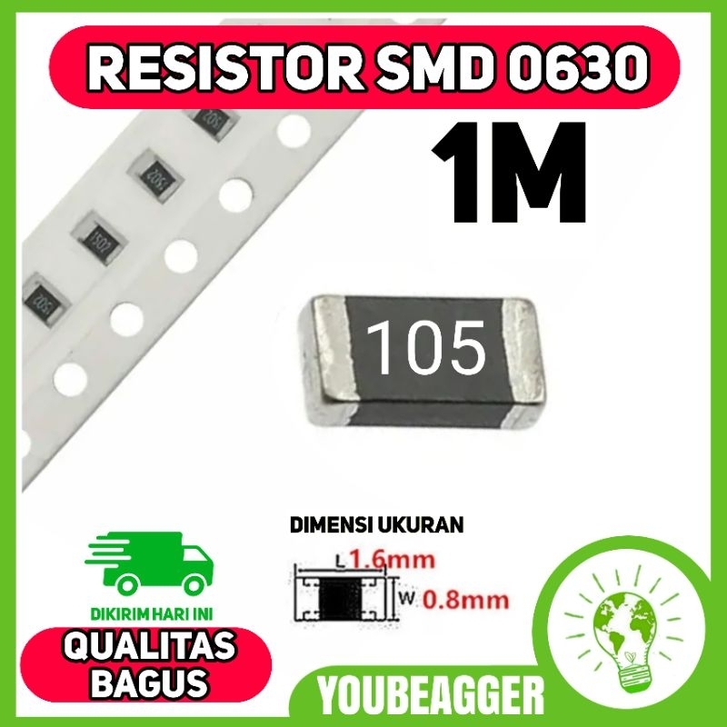 Resistor smd 1M 105 tipe 0603