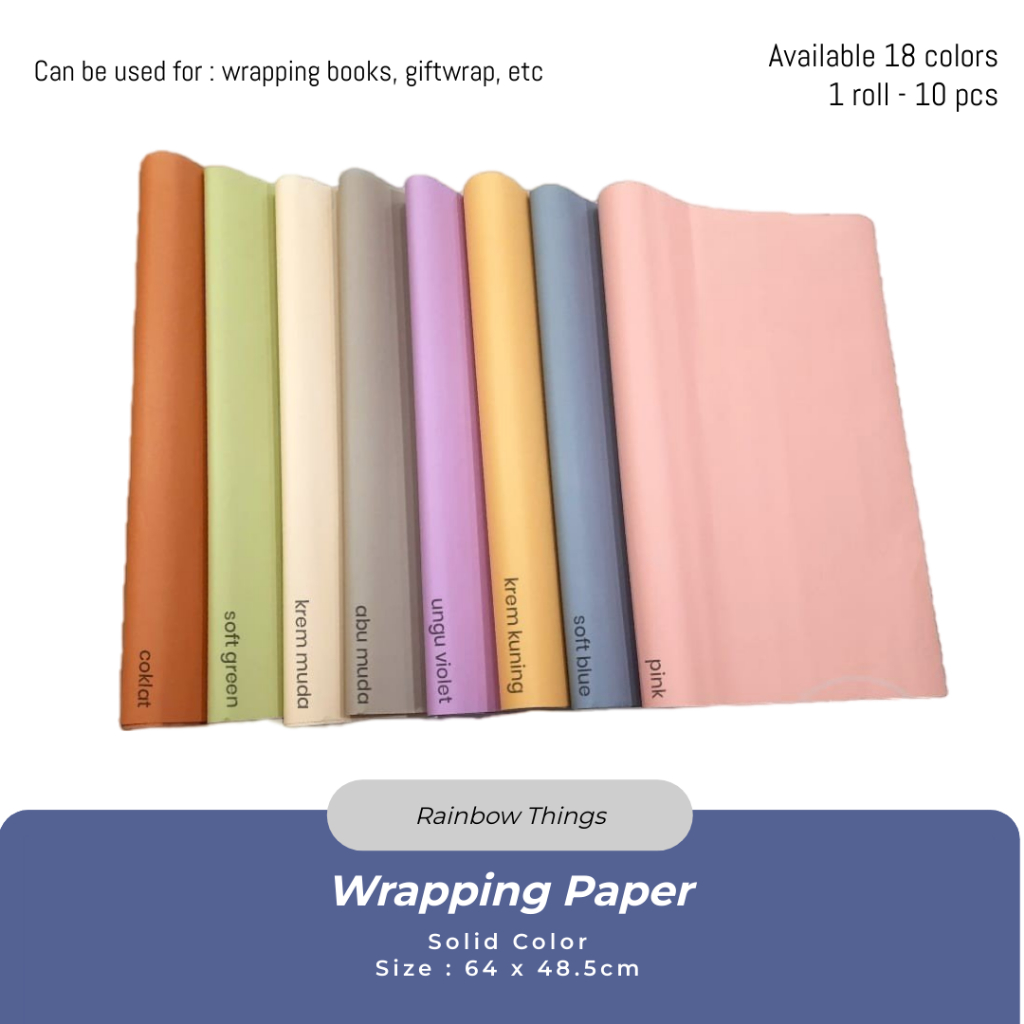 

1 Roll isi 10 lembar - Kertas Kado Polos (solid color) - muda
