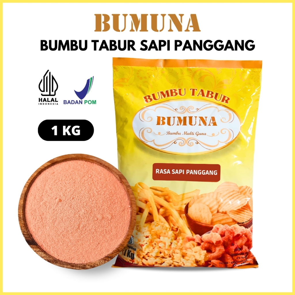 

Bumbu Tabur Rasa Sapi Panggang 1Kg Bumuna / Bumbu Tabur Keripik Cemilan Snack