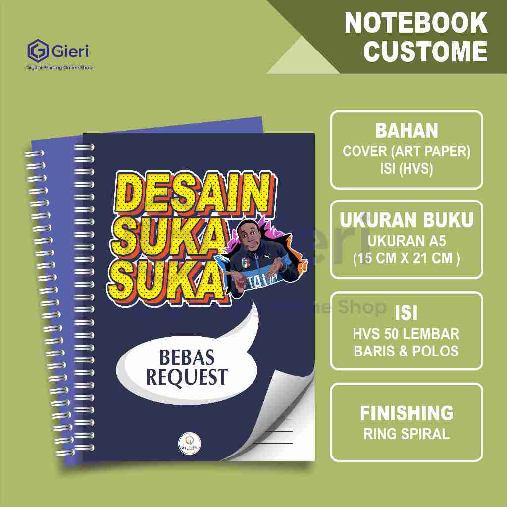 

Gieri - Notebook Costume A5 / Buku Catatan