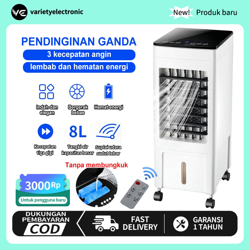 Air Cooler 10 L AC Putih Kipas Angin Berdiri