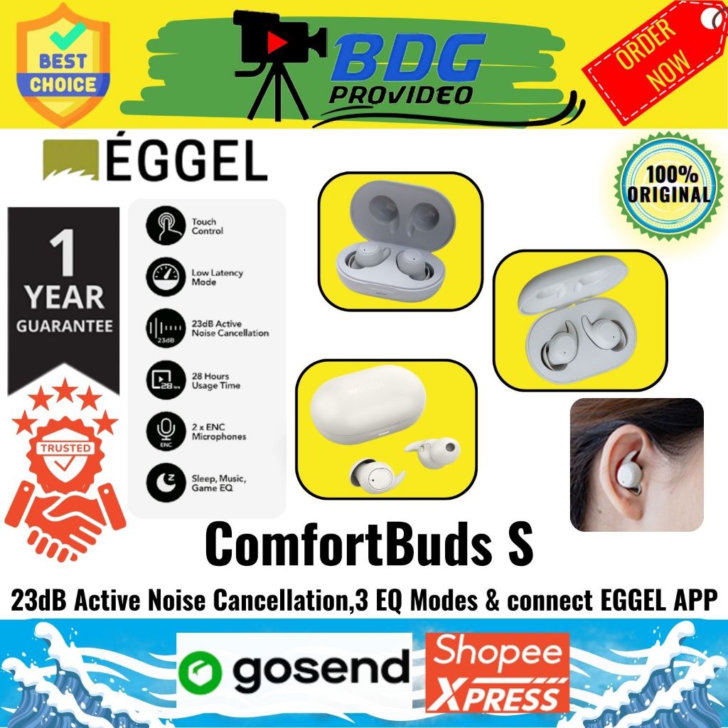EGGEL COMFORTBUDS S / TWS Eggel Comfort Buds S ANC Sleep,Music and Gaming mode