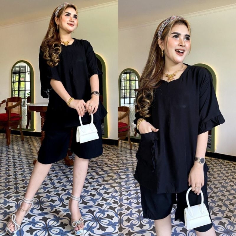 Setelan Polos Wanita Celana Pendek Rayon Halus Dan Lembut Termurah