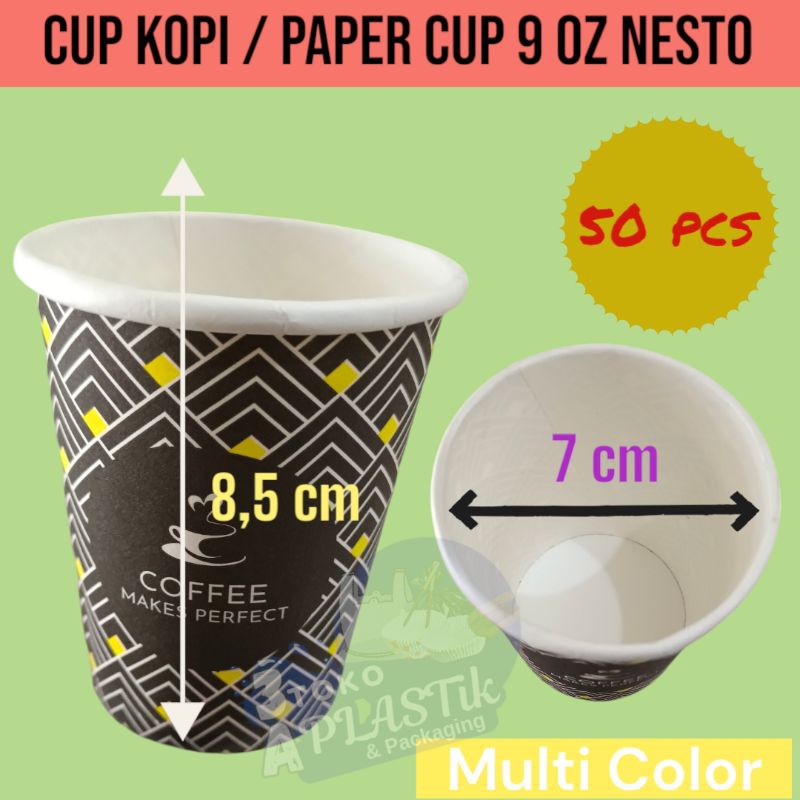 CUP KOPI /Paper Cup 6,5 Oz ,8 Oz & 9 Oz | WMP & NESTO (50 CUP)