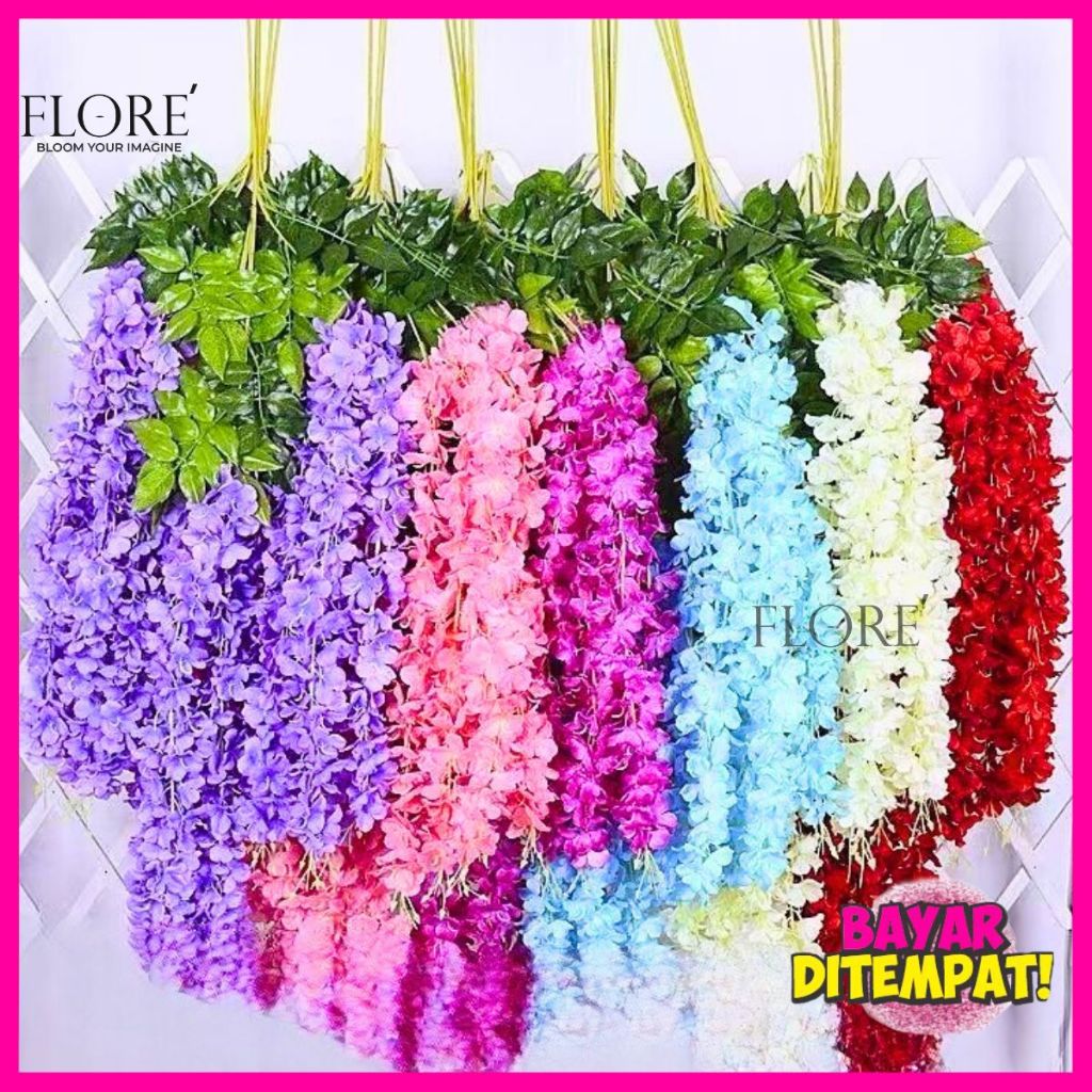 Bunga Wisteria Jumbo 1 Lusin / Bunga wisteria jumbo juntai murah / Wisteria Besar Premium Lusin (37-